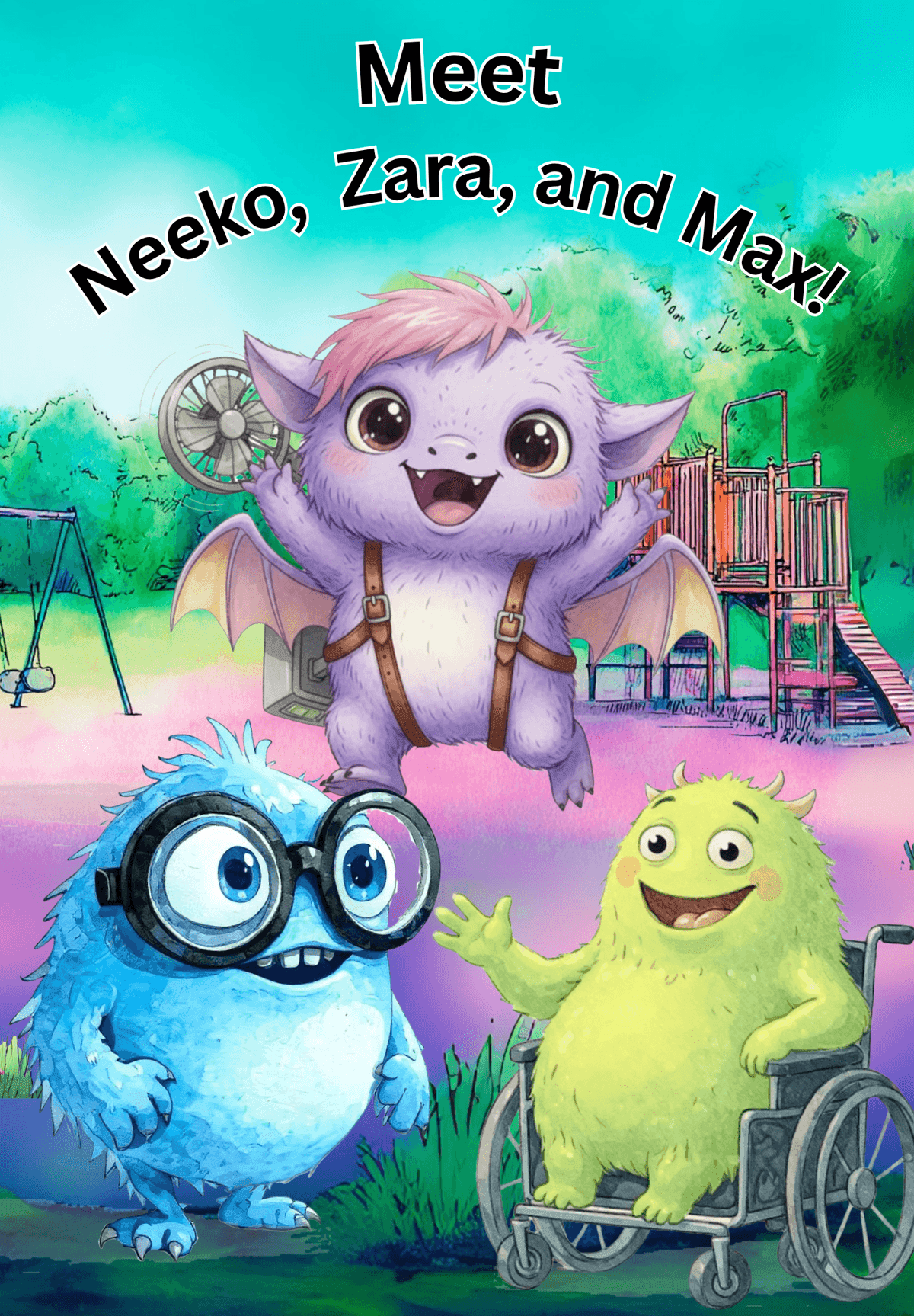 Book page: meet Neeko, Zara, and Max