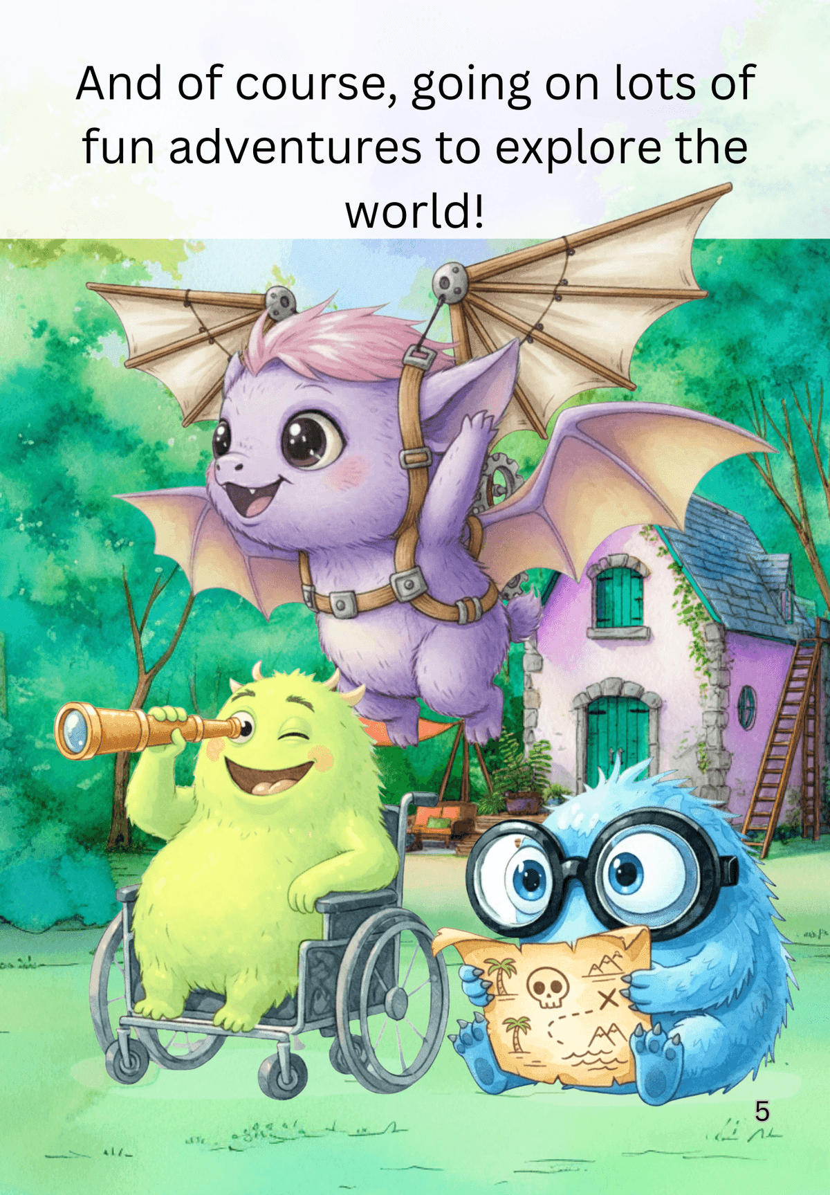 Book page: the friends explore together